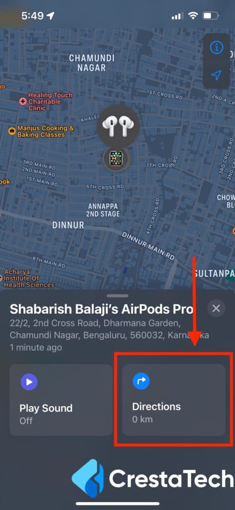 Airpod Directions in Find My