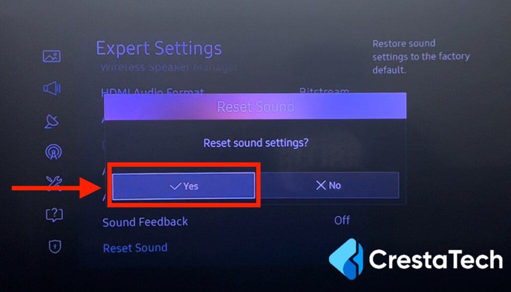 Samsung Reset Sound Yes