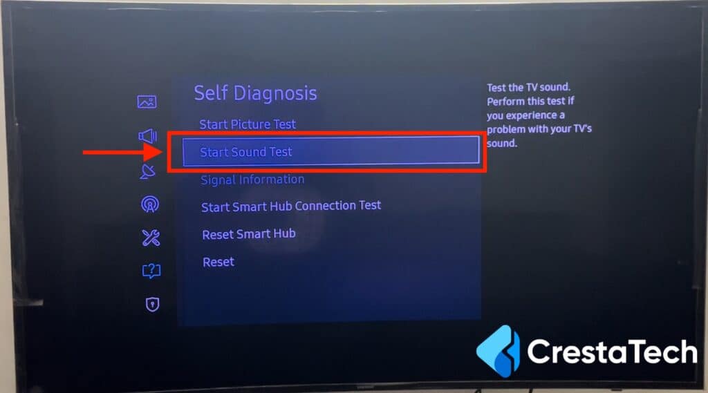 Start Sound Test in Samsung TV