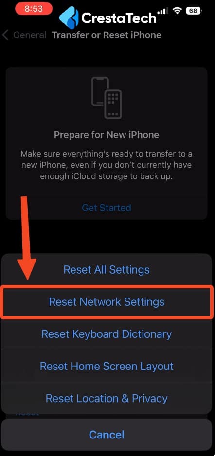 Reset Network Settings iPhone Settings