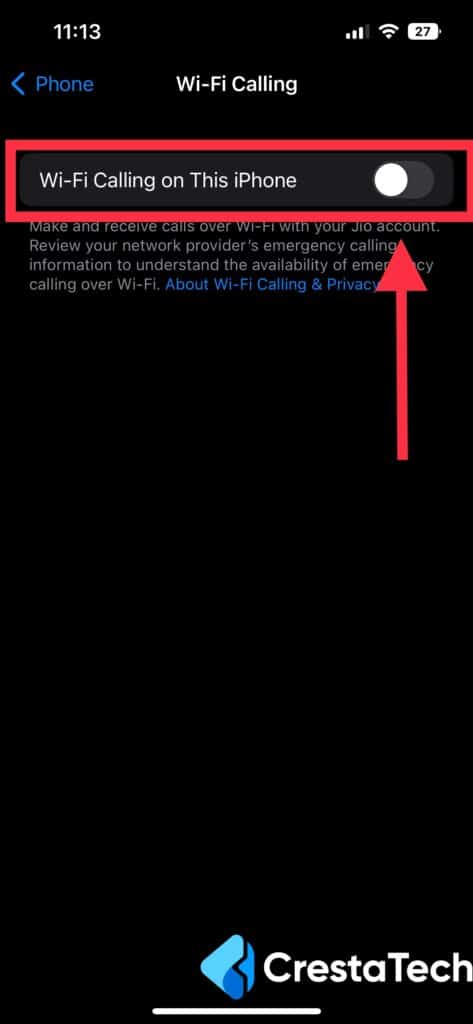 Turn Off Wifi Calling iPhone