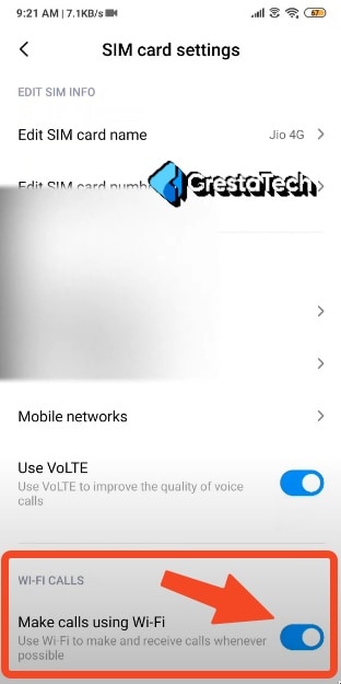 Wifi Calling Option in Android